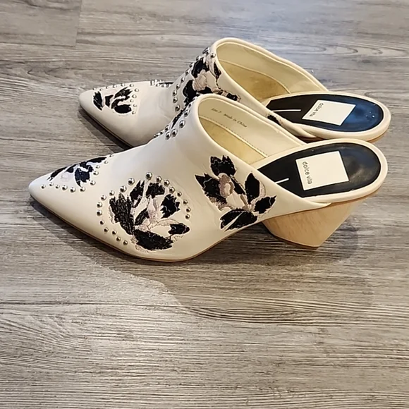 Dolce Vita Women's Off White Asia Beaded Heel Mules Shoes Size 7 - Picture 2 of 12